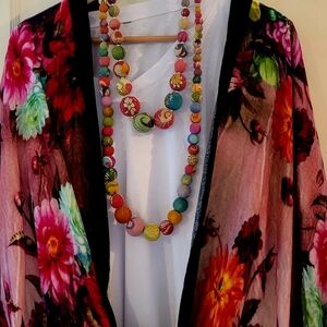 Indian Sari Fabric Bead Necklace